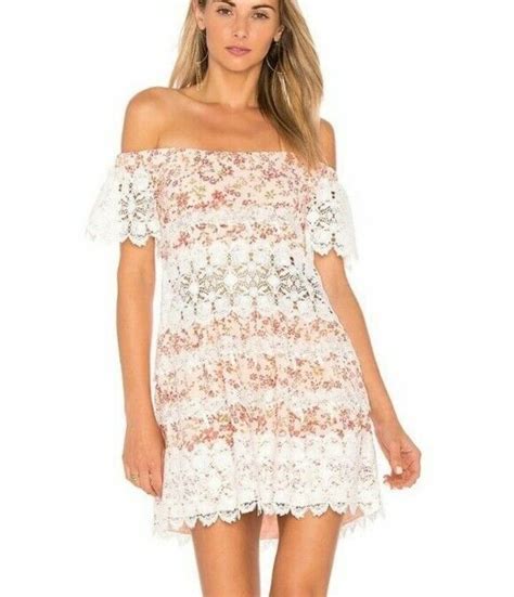 For Love And Lemons Cadence Off The Shoulder Lace Mini Dress In Ivory