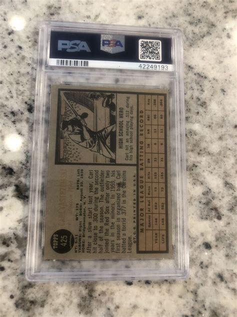 1962 TOPPS PSA 5 CARL YASTRZEMSKI GRADED EX 425 EBay