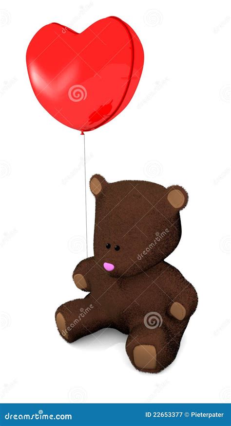 Teddy Bear with Heart Balloon Stock Illustration - Illustration of love ...