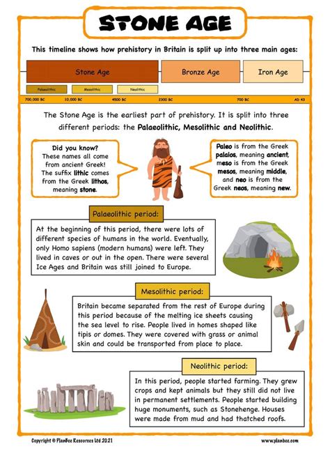 The Stone Age Worksheet Is Shown With Information About What It S Like