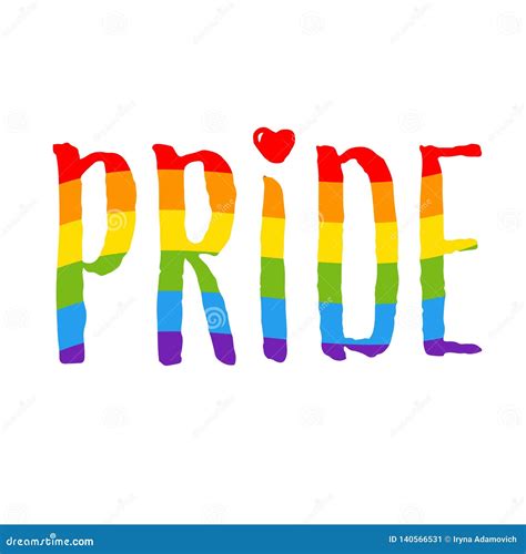 Pride Word Rainbow Gay Lgbt Lesbian Symbol Vector Sign Isolated On White Stock Vector