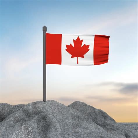 Premium Photo D Wave Flag Of Canada With Mountain Rendering