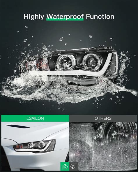 Lsailon Headlight Assembly Replacement Fit For Mitsubishi