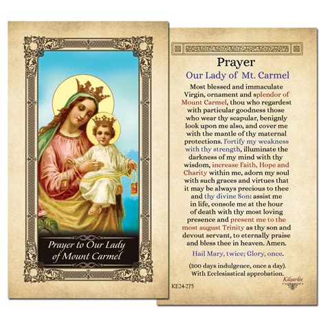 Our Lady Of Mount Carmel Kilgarlin Laminated Prayer Card Shopcatholic