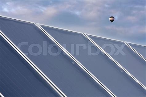 Solarkollektoren Auf Einem Dach Solaranlage Auf Einem Hausdach Mit