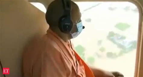 Up Floods Cm Yogi Adityanath Conducts Aerial Survey Of Ghazipur Meets