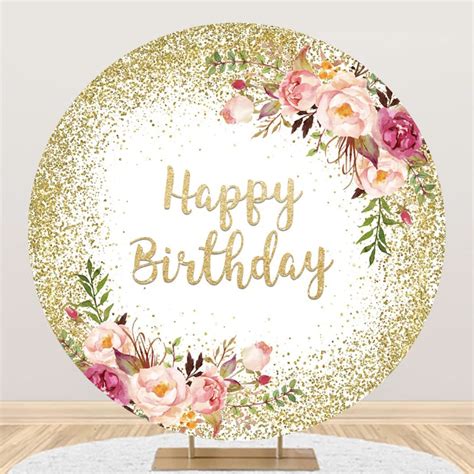 Amazon Yeele X Ft Gold Happy Birthday Round Backdrop For