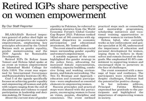 Dawn Epaper Nov Retired Igps Share Perspective On Women