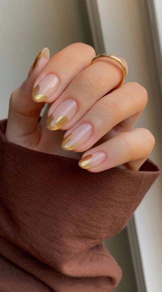 40 Stylish French Tip Nails For Any Nail Shape Abstract Gold French