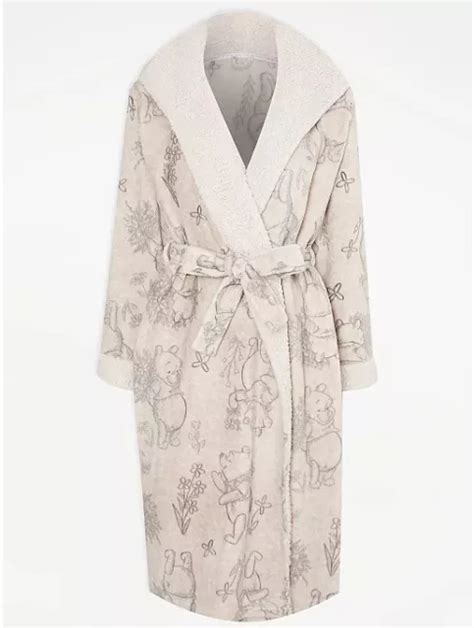 DISNEY WINNIE THE Pooh Dressing Gown Nude Floral Bath Robe Hooded Fleece XS XL PicClick UK
