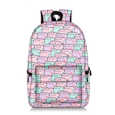 Pusheen Cat Printing Backpack Anime Kawaii Bag Schoolbag Backpack Nylon