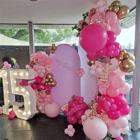 Pcs Rose Pink Chrome Gold Latex Balloons Garland Arch Kit Princess