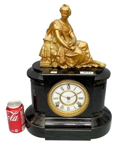 Antique Cast Iron Mantle Clock W Spelter Topper Dixons Auction At Crumpton