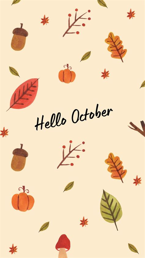 Hello October. Fall Season. Halloween. Wallpaper for Instagram. Fall Vibes.