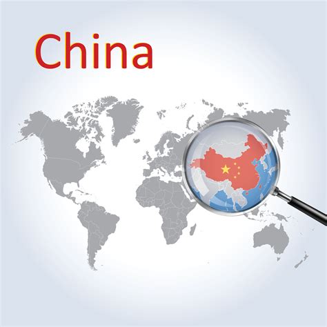 A Magnifying Glass on China of the World Map, Zoom China map with a ...