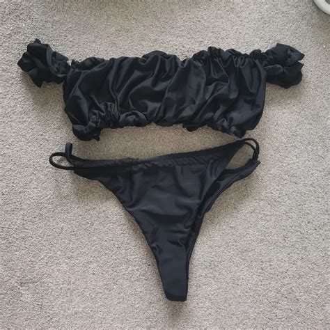 Black Ruffle Bikini Set Only Used Once And Washed Uk Depop