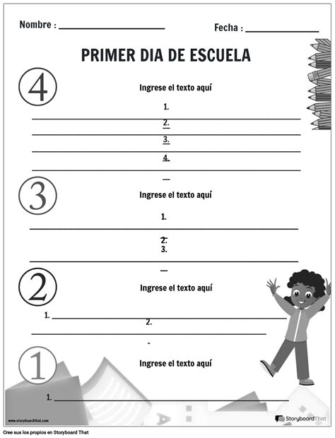 Primer D A De Clases Imprimible Con L Pices Storyboard