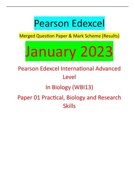 Pearson Edexcel Merged Question Paper Mark Scheme Results January