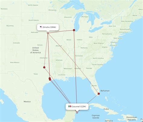 All Flight Routes From Omaha To Cozumel Oma To Czm Flight Routes