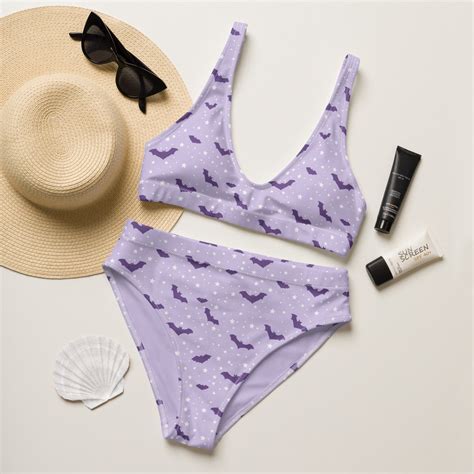 Pastel Goth Girl Bat Bikini Gothic Spooky Season Swimsuit Cute Whimsigoth Clothing Festival