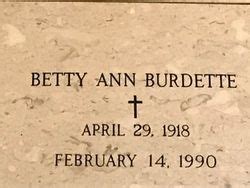 Betty Ann Burdette 1918 1990 Find A Grave Memorial