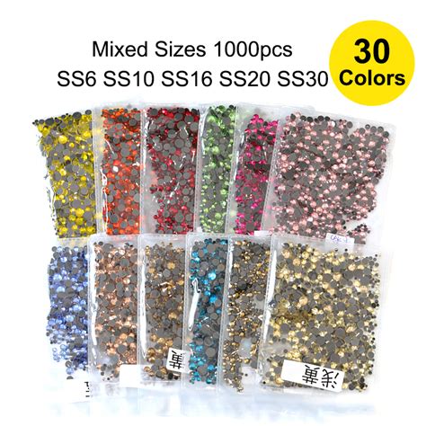 1000pcs Mixed Sizes SS6 SS30 DMC Hotfix Rhinestones Flatback Iron On Rhinestone стразы Hot Fix