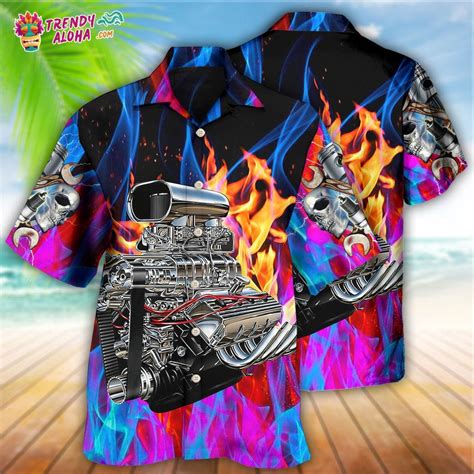 Hot Rod Amazing Colorful Flame Hawaiian Shirt Trendy Aloha Trendy Aloha