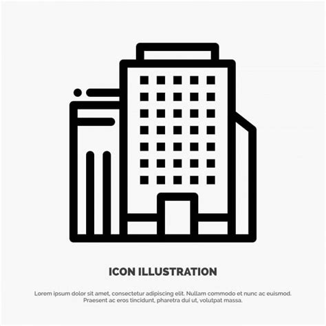 Edificio Trabajo Linea Icon Vector Oficina Png Arquitectura