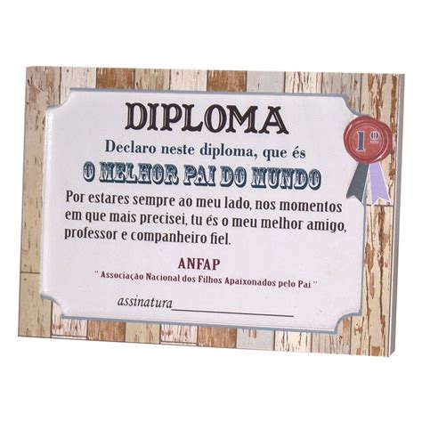 Moldura Diploma O Melhor Pai Do Mundo Mimos Companhia