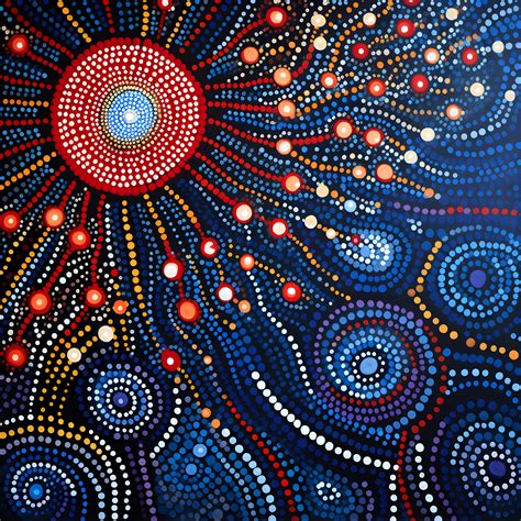 Aboriginal Art Canvas Poster, Dreamtime Sunshine, Dot Style Australian ...