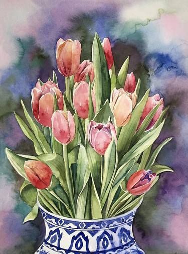 Tulips In Vase 24 Painting Tulips In Vase Turkey Painting