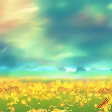 Anime Style Vibrant Bloomed Field Background On Craiyon