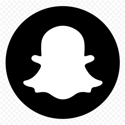 Round Snapchat Logo Icon Ghost Black & White PNG | Citypng