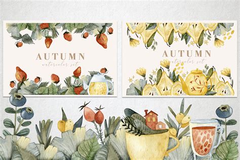 Autumn Tea Watercolor Set By By Anna Sokol Thehungryjpeg