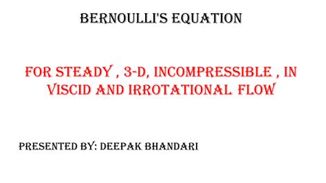 Solution Derivation Of Bernoulli S Equation From Navier Stokes