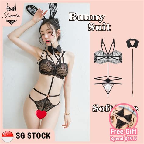 Sg Stock Fumiko Sexy Lingerie Set Lace Bunny Suit Costume Uniform Cosplay Role Play Uniform
