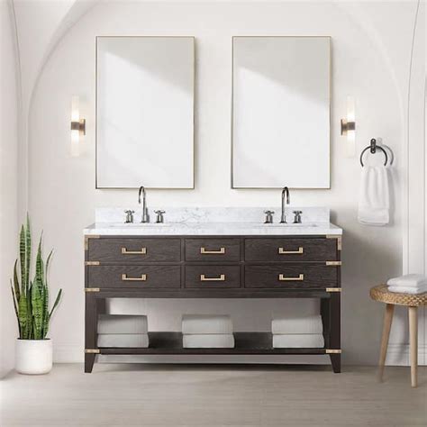 Lexora Irvington In W X In D Brown Oak Double Bath Vanity