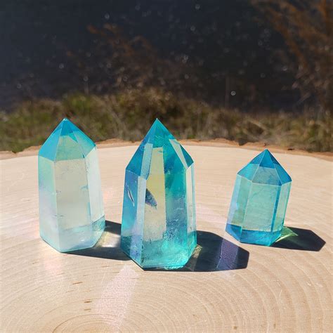 Aqua Aura Quartz Point Crystal Vaults