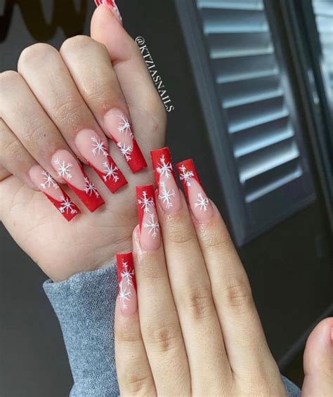 30 Red Festive Nail Designs — Red French Tip Christmas Nails