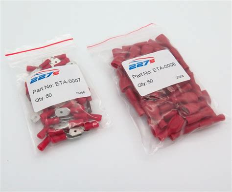 X Red Fully Insulated Spade Electrical Crimp Connectors Mixed Male