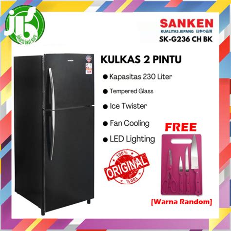 Kulkas Pintu Sanken Skg Ch Bk Kapasitas Liter Lazada Indonesia