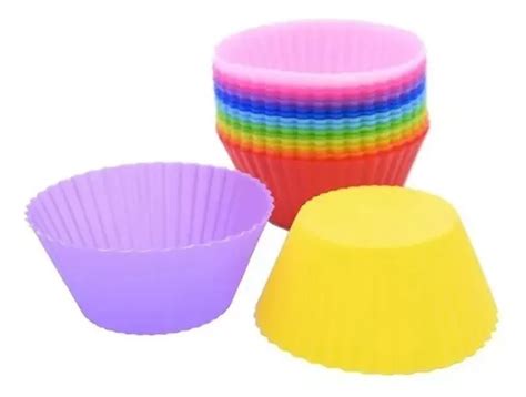 Kit 12 Formas Mini Cupcake Bolo Muffin Assadeira Silicone MercadoLivre