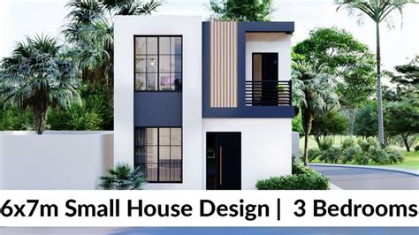 6x7 Meters Small House Design Idea With 3 Bedrooms Layout 2