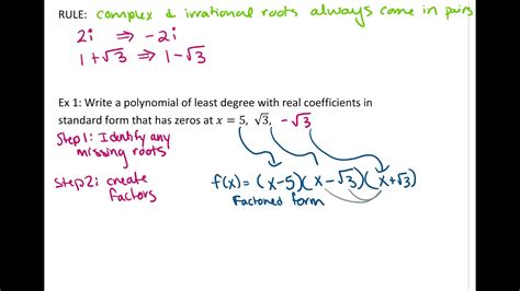 2 4 Complex Zeros Writing Polynomials Pc Youtube