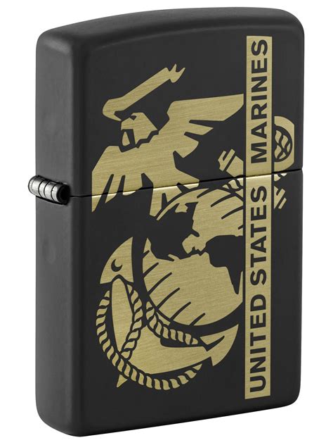 Zippo Lighter Usmc Marines Engraved Black Matte 81539 Lucas Lighters