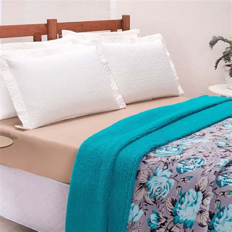 Cobertor Winter Queen Manta Soft Plush C Sherpa Macia 1 Peça Floral