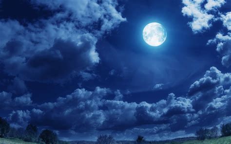 Wallpaper Night Sky Full Moon Clouds Moon Desktop Wallpaper