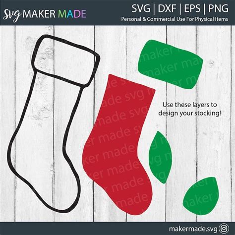 Stocking SVG Christmas Svg Santa Svg Multi Layer Svg Design Your Own