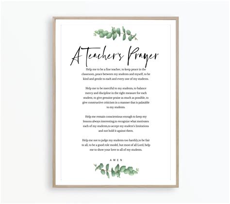 Teachers Prayer, a Prayer for Teacher Printable Gift, Teachers Gift, Teacher Prayer Thank You ...