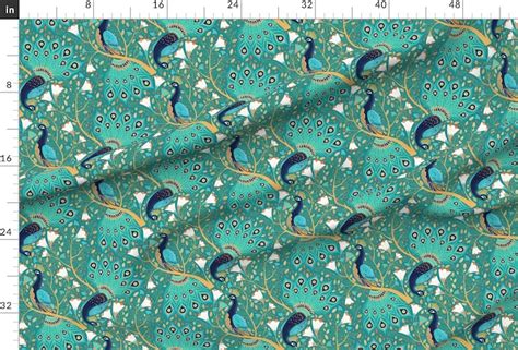 Peacock Upholstery Fabric Blue Peacock by Michaelzindell - Etsy